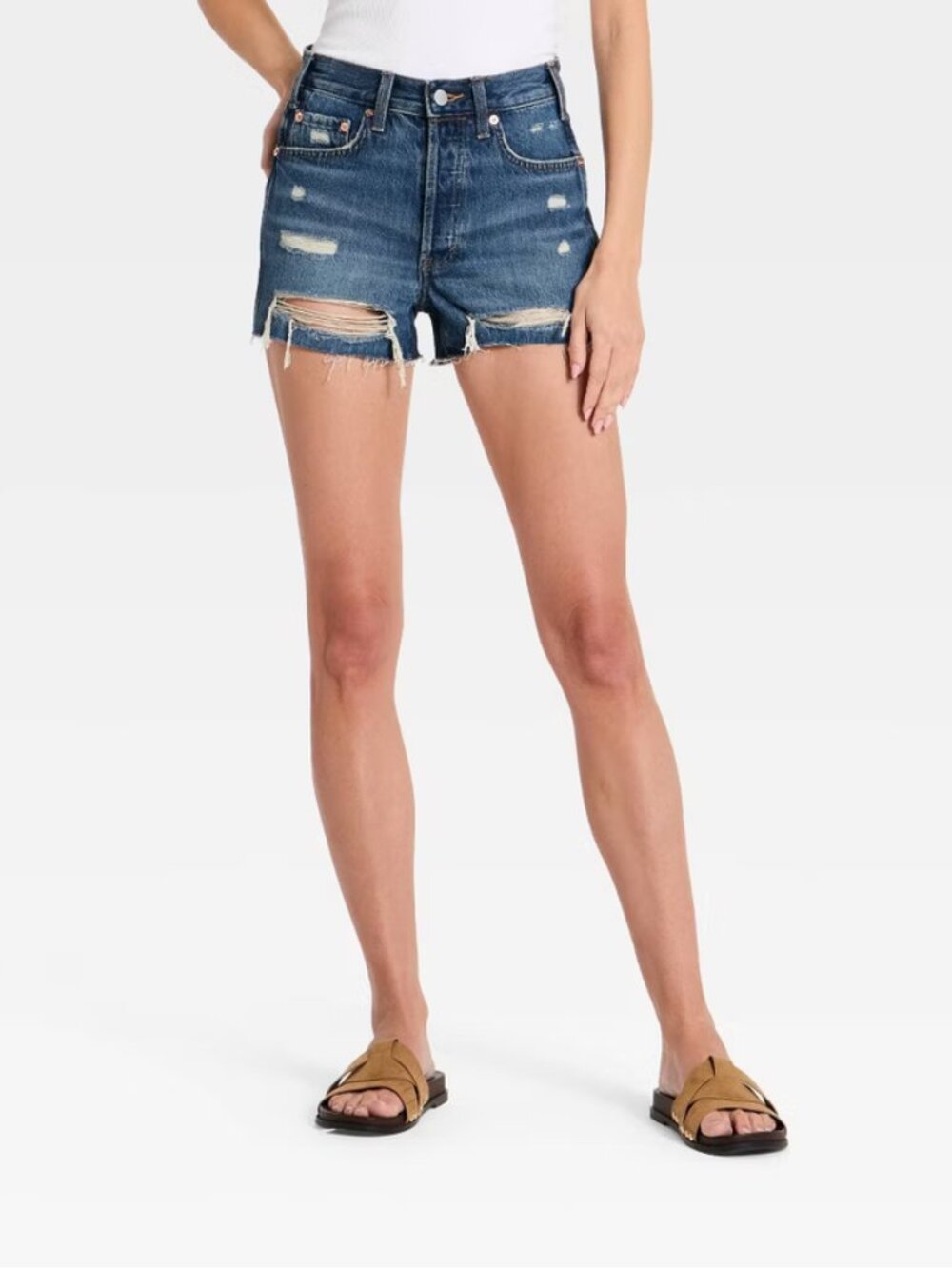 High-Rise Mini Cut-Off Shorts 2.5" - Universal Thread Medium Wash Destroy 6